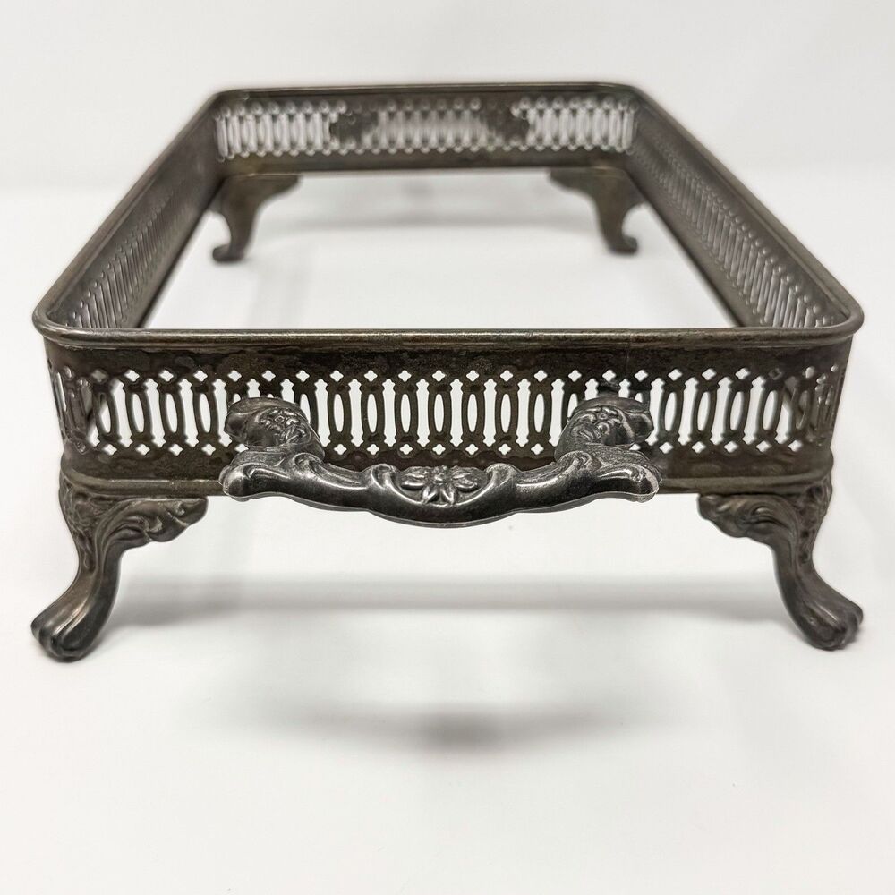 Vintage Oneida Silverplate Footed Casserole Holder Chafing Dish Stand